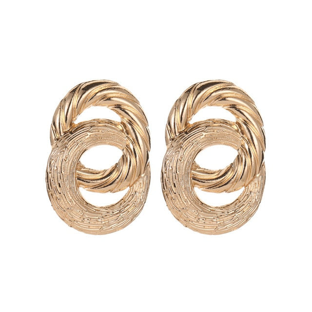 2019 Vintage Earrings Large for Women Statement Earrings Geometric Gold Metal Pendant Earrings Trend Fashion Jewelry