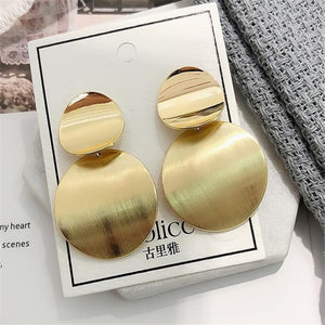 2019 Vintage Earrings Large for Women Statement Earrings Geometric Gold Metal Pendant Earrings Trend Fashion Jewelry