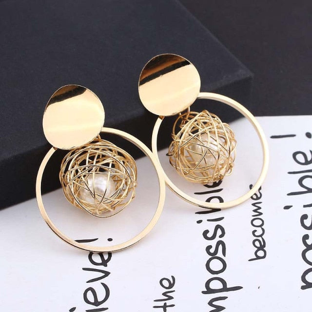 2019 Vintage Earrings Large for Women Statement Earrings Geometric Gold Metal Pendant Earrings Trend Fashion Jewelry