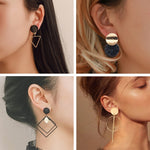 Load image into Gallery viewer, Korean Statement Black Acrylic Drop Earrings for Women 2019 Fashion Jewelry Vintage Geometric Gold Asymmetric Earring
