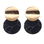 Load image into Gallery viewer, Korean Statement Black Acrylic Drop Earrings for Women 2019 Fashion Jewelry Vintage Geometric Gold Asymmetric Earring
