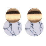 Load image into Gallery viewer, Korean Statement Black Acrylic Drop Earrings for Women 2019 Fashion Jewelry Vintage Geometric Gold Asymmetric Earring
