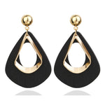 Load image into Gallery viewer, Korean Statement Black Acrylic Drop Earrings for Women 2019 Fashion Jewelry Vintage Geometric Gold Asymmetric Earring
