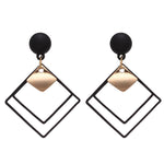 Load image into Gallery viewer, Korean Statement Black Acrylic Drop Earrings for Women 2019 Fashion Jewelry Vintage Geometric Gold Asymmetric Earring
