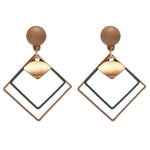 Load image into Gallery viewer, Korean Statement Black Acrylic Drop Earrings for Women 2019 Fashion Jewelry Vintage Geometric Gold Asymmetric Earring
