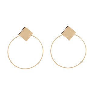 Korean Statement Black Acrylic Drop Earrings for Women 2019 Fashion Jewelry Vintage Geometric Gold Asymmetric Earring