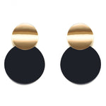 Load image into Gallery viewer, Korean Statement Black Acrylic Drop Earrings for Women 2019 Fashion Jewelry Vintage Geometric Gold Asymmetric Earring
