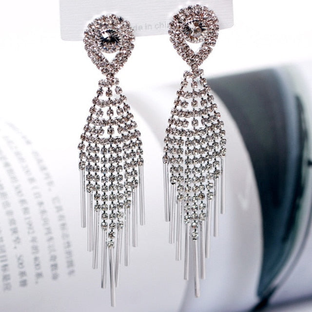 New personality fashion design zircon earrings for women light luxury web celebrity temperament tassels pearl earrings for women