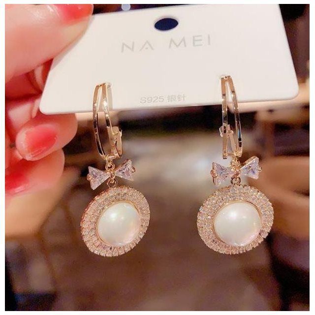 New personality fashion design zircon earrings for women light luxury web celebrity temperament tassels pearl earrings for women