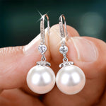 Load image into Gallery viewer, Exquisite Fashion Silver Color Water Imitation Pearls Drop Earrings for Women Shiny Red Green Round Imitation Pearls Earrings
