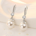 Load image into Gallery viewer, Exquisite Fashion Silver Color Water Imitation Pearls Drop Earrings for Women Shiny Red Green Round Imitation Pearls Earrings
