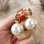 Load image into Gallery viewer, Exquisite Fashion Silver Color Water Imitation Pearls Drop Earrings for Women Shiny Red Green Round Imitation Pearls Earrings
